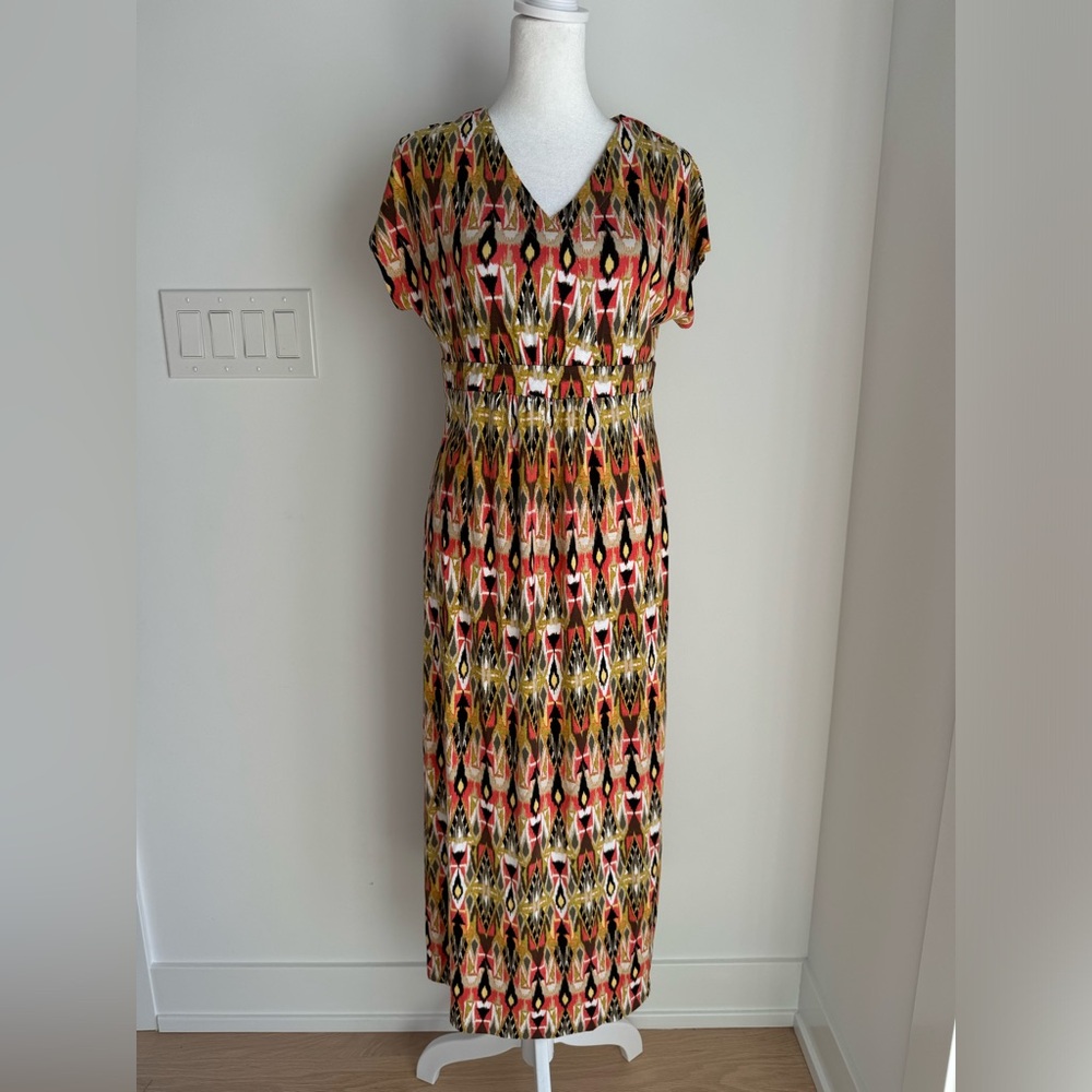 J‎ Jill Women’s XS Ikat sleeveless maxi crossover longwear dress